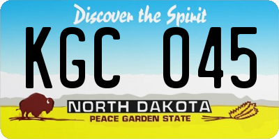 ND license plate KGC045