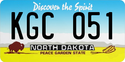 ND license plate KGC051