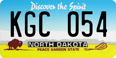 ND license plate KGC054