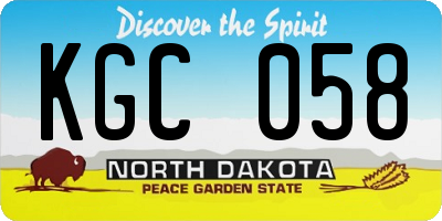 ND license plate KGC058