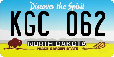 ND license plate KGC062