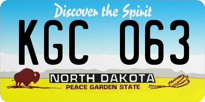 ND license plate KGC063