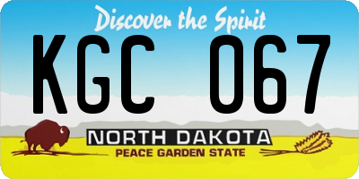 ND license plate KGC067