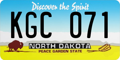 ND license plate KGC071