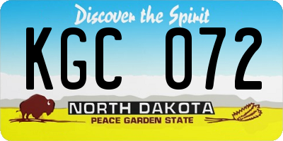 ND license plate KGC072