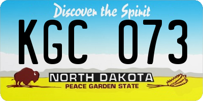 ND license plate KGC073