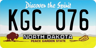 ND license plate KGC076