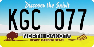 ND license plate KGC077
