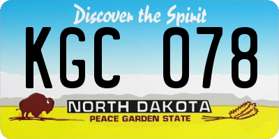 ND license plate KGC078