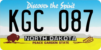 ND license plate KGC087
