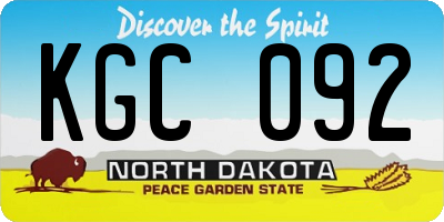 ND license plate KGC092