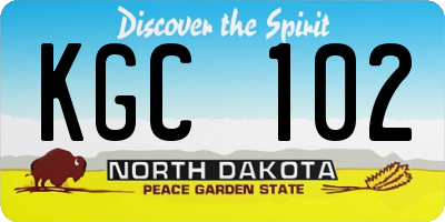ND license plate KGC102