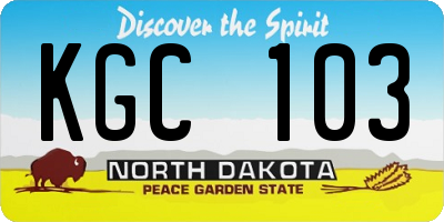 ND license plate KGC103