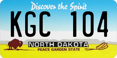 ND license plate KGC104
