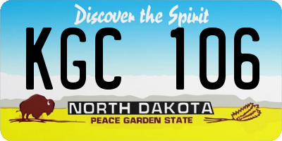 ND license plate KGC106