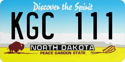 ND license plate KGC111