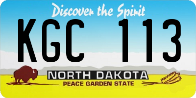 ND license plate KGC113