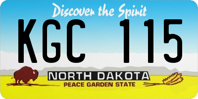 ND license plate KGC115