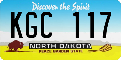 ND license plate KGC117
