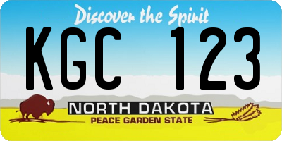 ND license plate KGC123