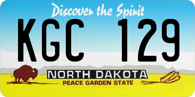ND license plate KGC129