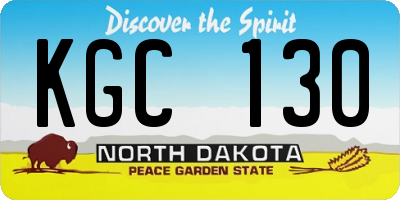 ND license plate KGC130