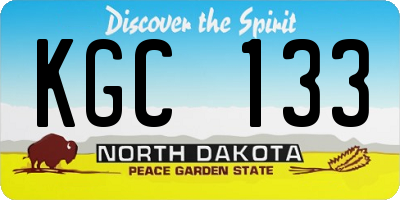 ND license plate KGC133