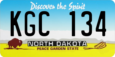 ND license plate KGC134