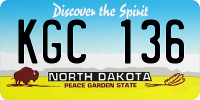 ND license plate KGC136