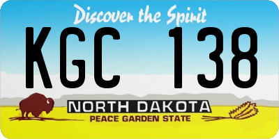 ND license plate KGC138