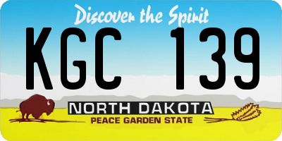ND license plate KGC139
