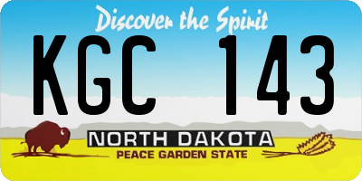 ND license plate KGC143