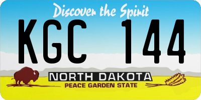 ND license plate KGC144