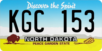 ND license plate KGC153