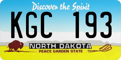 ND license plate KGC193