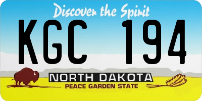 ND license plate KGC194