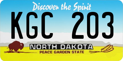 ND license plate KGC203
