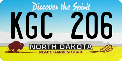 ND license plate KGC206