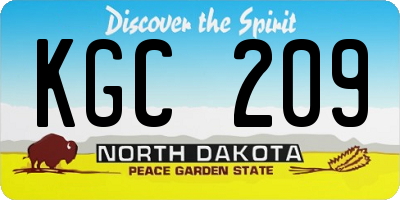 ND license plate KGC209