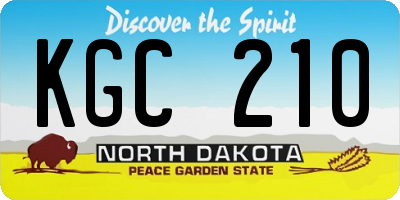 ND license plate KGC210