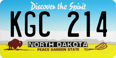 ND license plate KGC214