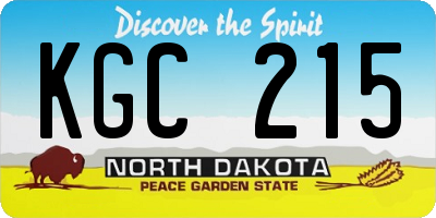 ND license plate KGC215