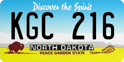 ND license plate KGC216