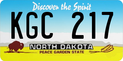 ND license plate KGC217