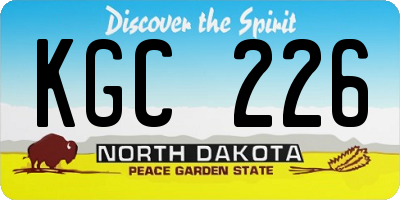 ND license plate KGC226