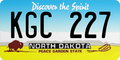 ND license plate KGC227