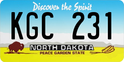 ND license plate KGC231