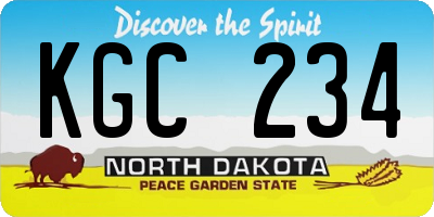 ND license plate KGC234