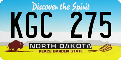 ND license plate KGC275