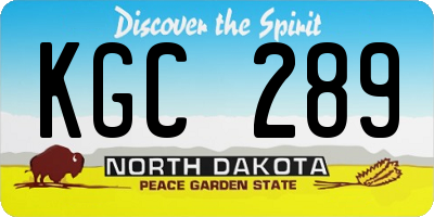 ND license plate KGC289